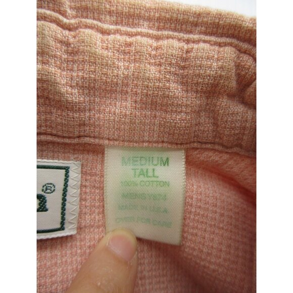 VINTAGE LL Bean Shirt Medium Tall Button Up Utility Textured 90s USA - Picture 9 of 10